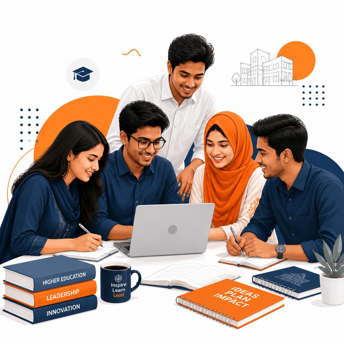 Bangladeshi university students studying together